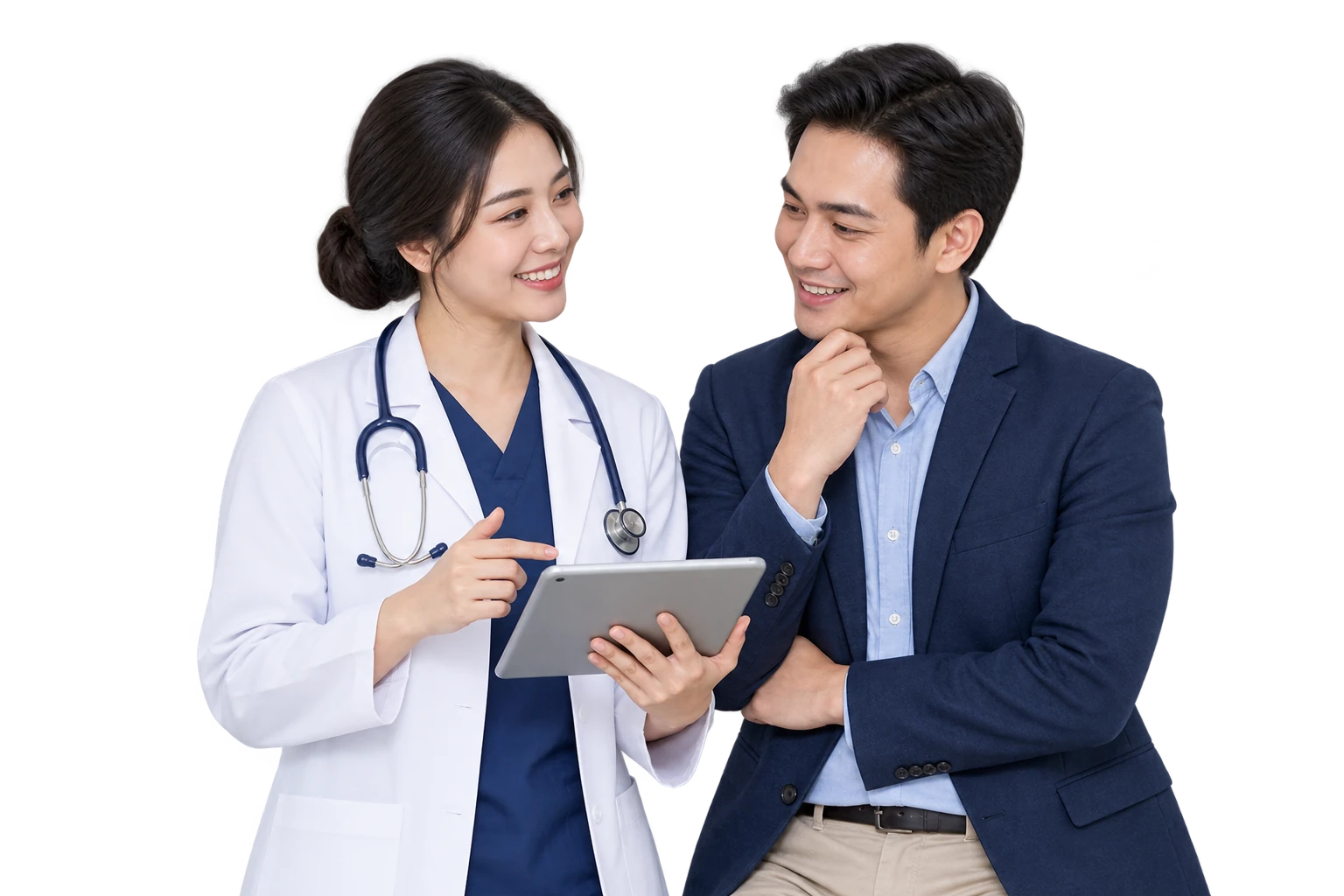 Bác sĩ trao đổi cùng người đặt lịch khám